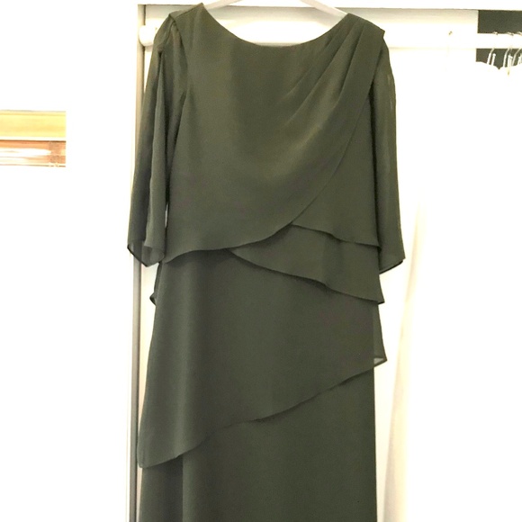 Stacees Wedding Guest Dress Olive, New w/Tags, Size 10, Free Matching Earrings! - Picture 1 of 7